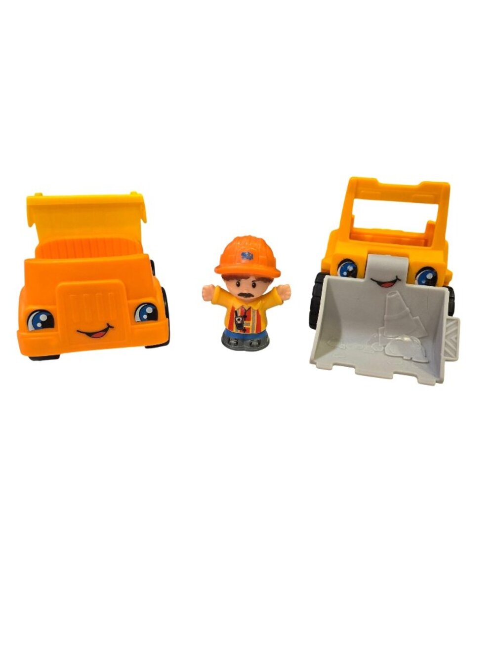 Fisher-Price Little People Construction Dump Truck Bull Dozer Vehicles Worker Fi